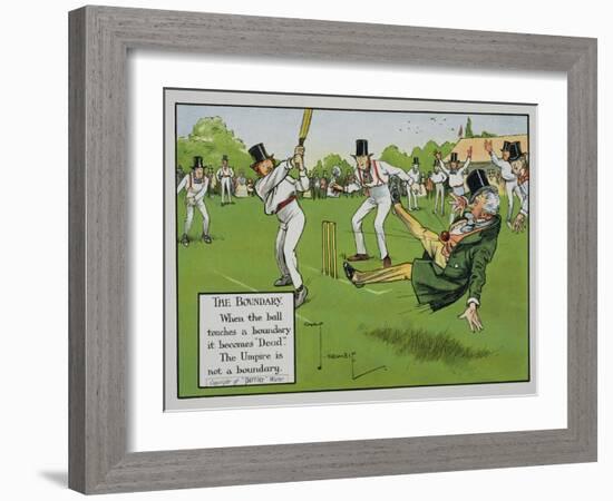 The Boundary, Illustration from Laws of Cricket, Published 1910-Charles Crombie-Framed Giclee Print