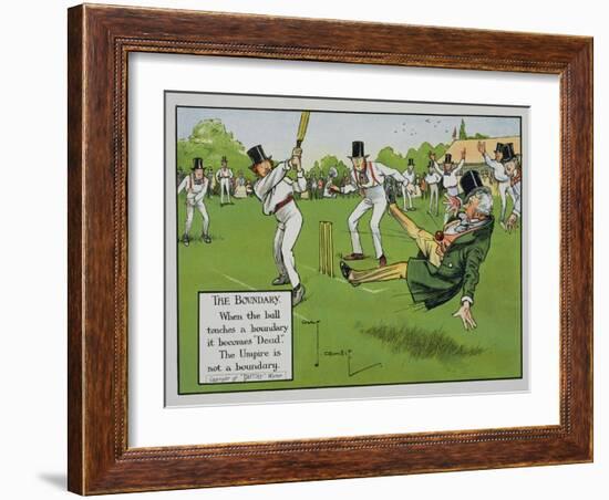 The Boundary, Illustration from Laws of Cricket, Published 1910-Charles Crombie-Framed Giclee Print