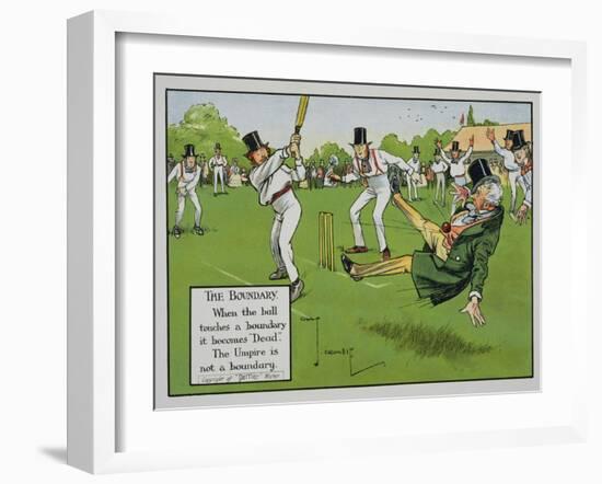 The Boundary, Illustration from Laws of Cricket, Published 1910-Charles Crombie-Framed Giclee Print