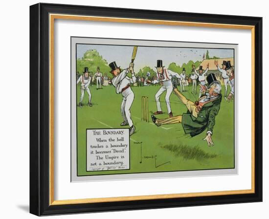 The Boundary, Illustration from Laws of Cricket, Published 1910-Charles Crombie-Framed Giclee Print