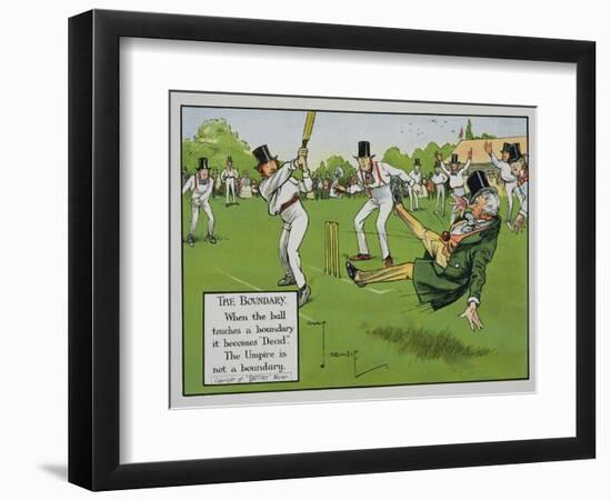 The Boundary, Illustration from Laws of Cricket, Published 1910-Charles Crombie-Framed Giclee Print