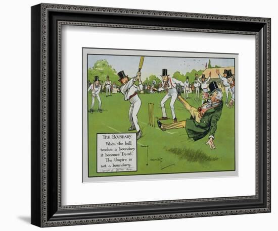 The Boundary, Illustration from Laws of Cricket, Published 1910-Charles Crombie-Framed Giclee Print