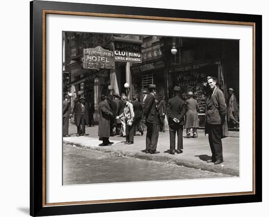 The Bowery, Noted as a Home for New York's Alcoholics, Prostitutes and the Homeless 1940s--Framed Photographic Print