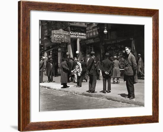 The Bowery, Noted as a Home for New York's Alcoholics, Prostitutes and the Homeless 1940s-null-Framed Photographic Print