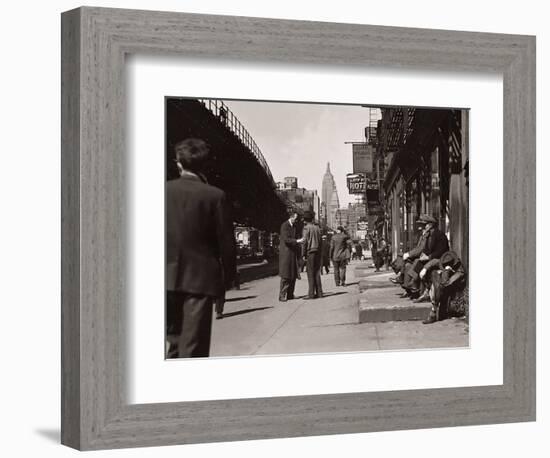 The Bowery, Noted as a Home for New York's Alcoholics, Prostitutes and the Homeless 1940s-null-Framed Photographic Print