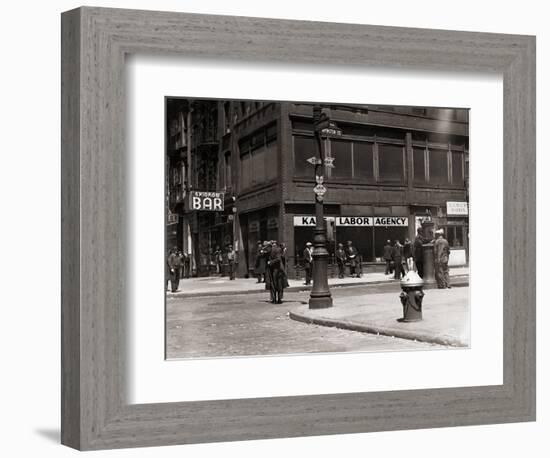 The Bowery, Noted as a Home for New York's Alcoholics, Prostitutes and the Homeless 1940s-null-Framed Photographic Print