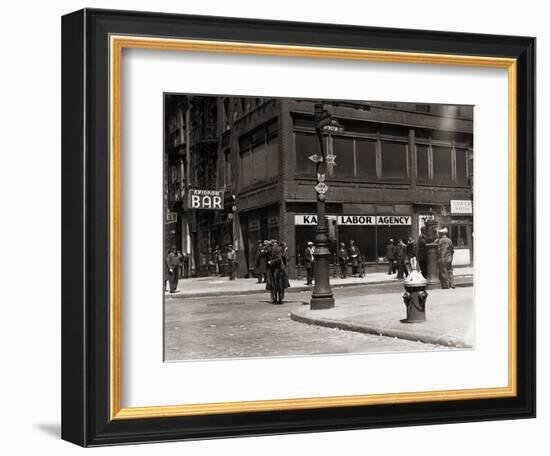 The Bowery, Noted as a Home for New York's Alcoholics, Prostitutes and the Homeless 1940s-null-Framed Photographic Print