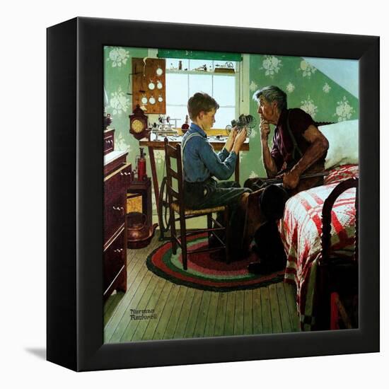 The Boy Who Put the World on Wheels (or The Inventor)-Norman Rockwell-Framed Premier Image Canvas