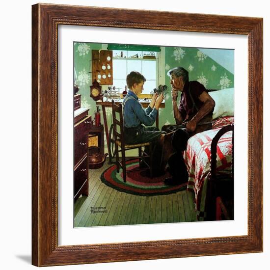 The Boy Who Put the World on Wheels (or The Inventor)-Norman Rockwell-Framed Giclee Print