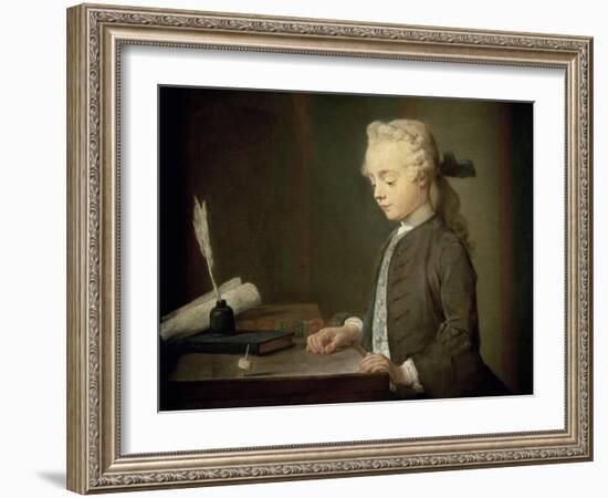 The Boy with a Spinning Top-Jean-Baptiste Simeon Chardin-Framed Giclee Print