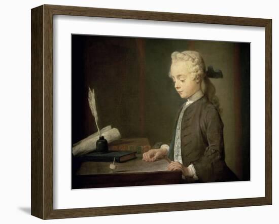 The Boy with a Spinning Top-Jean-Baptiste Simeon Chardin-Framed Giclee Print