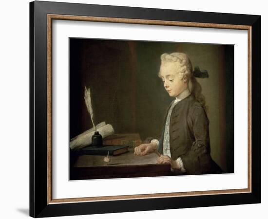 The Boy with a Spinning Top-Jean-Baptiste Simeon Chardin-Framed Giclee Print