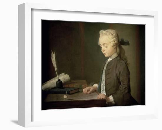 The Boy with a Spinning Top-Jean-Baptiste Simeon Chardin-Framed Giclee Print