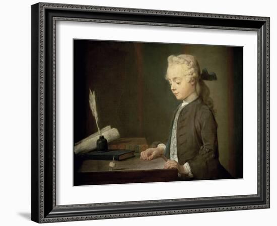 The Boy with a Spinning Top-Jean-Baptiste Simeon Chardin-Framed Giclee Print