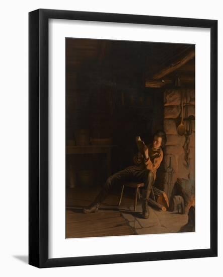 The Boyhood of Lincoln. (An Evening in the Log Hut.), 1868 (Chromolithograph on Paper on Board)-Eastman Johnson-Framed Giclee Print