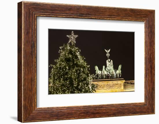 The Brandenburg Gate and Christmas Tree, Berlin, Germany, Europe-Miles Ertman-Framed Photographic Print