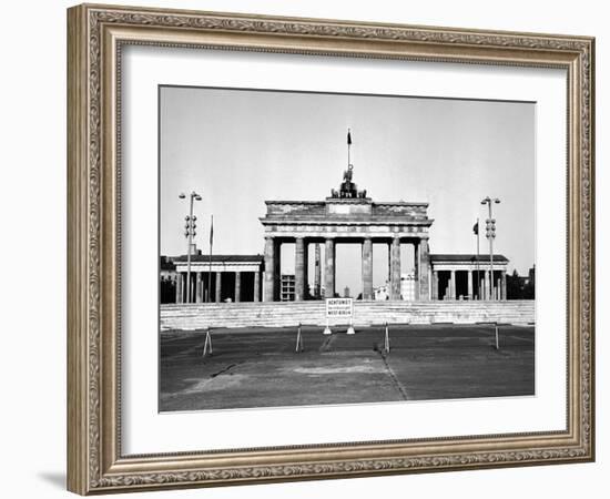 The Brandenburg Gate in East Berlin Behind the Berlin Wall-null-Framed Photo