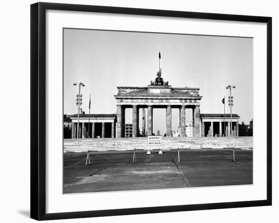 The Brandenburg Gate in East Berlin Behind the Berlin Wall-null-Framed Photo