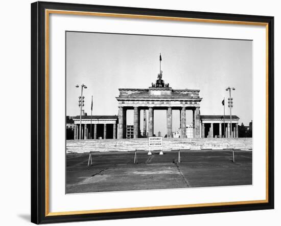 The Brandenburg Gate in East Berlin Behind the Berlin Wall-null-Framed Photo