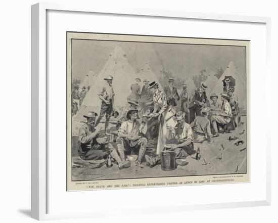 The Brave and the Fair, Troopers Entertaining Friends at Lunch in Camp at Pietermaritzburg-Frederic De Haenen-Framed Giclee Print