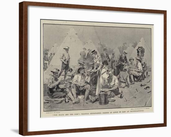 The Brave and the Fair, Troopers Entertaining Friends at Lunch in Camp at Pietermaritzburg-Frederic De Haenen-Framed Giclee Print