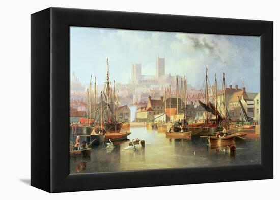 The Brayford Pool and Lincoln Cathedral-John Wilson Carmichael-Framed Premier Image Canvas