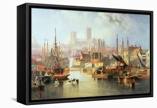 The Brayford Pool and Lincoln Cathedral-John Wilson Carmichael-Framed Premier Image Canvas