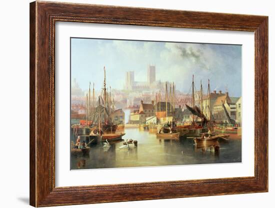 The Brayford Pool and Lincoln Cathedral-John Wilson Carmichael-Framed Giclee Print