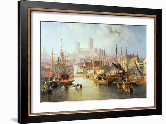 The Brayford Pool and Lincoln Cathedral-John Wilson Carmichael-Framed Giclee Print