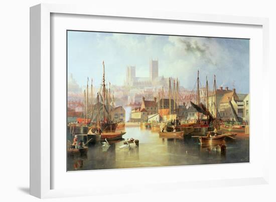 The Brayford Pool and Lincoln Cathedral-John Wilson Carmichael-Framed Giclee Print