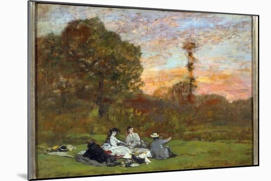 The Breakfast on the Grass 'Painting by Eugene Louis Boudin (1824-1898) 1866 Sun. 0,17X0,25 M Paris-Eugene Louis Boudin-Mounted Giclee Print