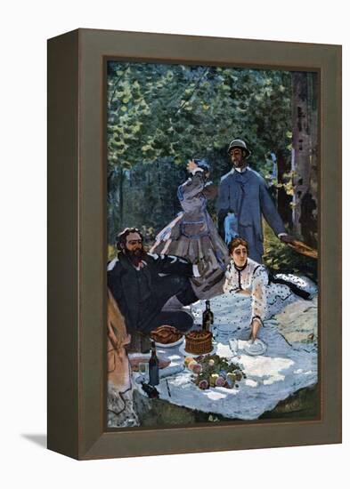 The Breakfast Outdoors, Central Section-Claude Monet-Framed Stretched Canvas