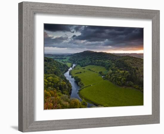 The Breaking Dawn Sky and the River Wye from Symonds Yat Rock, Herefordshire, England, United Kingd-Julian Elliott-Framed Photographic Print