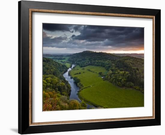 The Breaking Dawn Sky and the River Wye from Symonds Yat Rock, Herefordshire, England, United Kingd-Julian Elliott-Framed Photographic Print