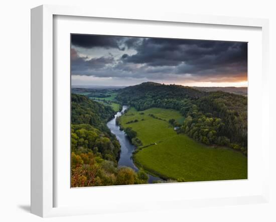 The Breaking Dawn Sky and the River Wye from Symonds Yat Rock, Herefordshire, England, United Kingd-Julian Elliott-Framed Photographic Print