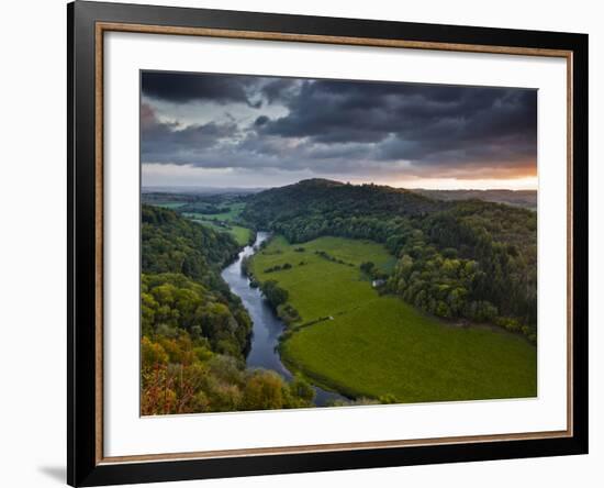 The Breaking Dawn Sky and the River Wye from Symonds Yat Rock, Herefordshire, England, United Kingd-Julian Elliott-Framed Photographic Print