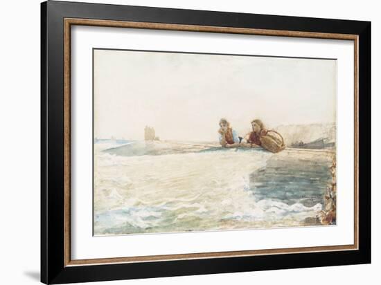 The Breakwater, 1883-Winslow Homer-Framed Giclee Print