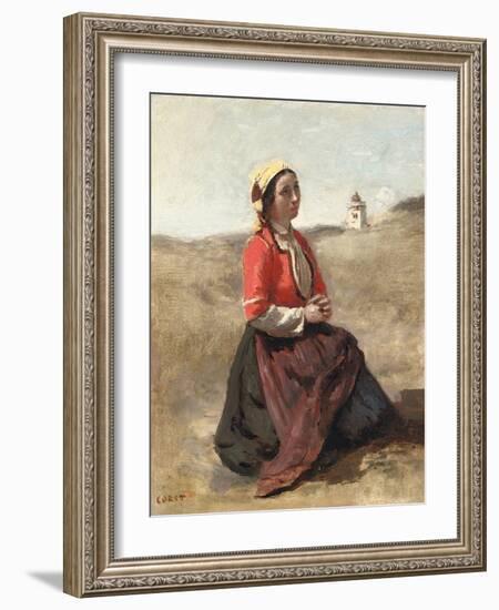 The Breton in Prayer-Jean-Baptiste-Camille Corot-Framed Giclee Print