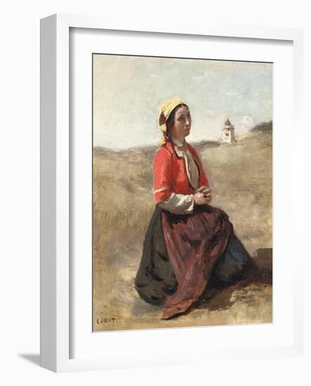 The Breton in Prayer-Jean-Baptiste-Camille Corot-Framed Giclee Print