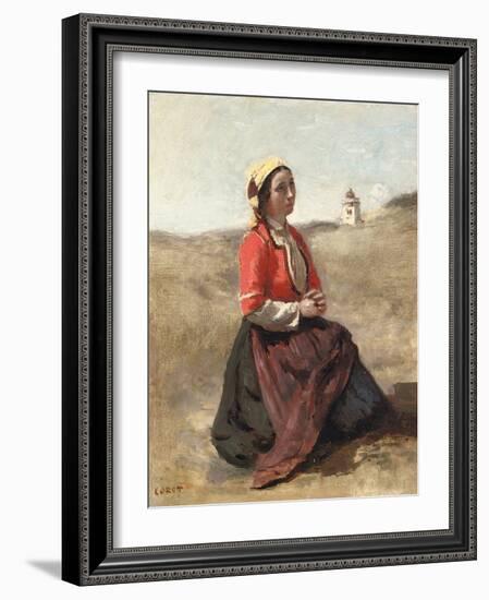 The Breton in Prayer-Jean-Baptiste-Camille Corot-Framed Giclee Print