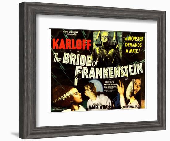 The Bride of Frankenstein, Boris Karloff, Elsa Lanchester, Colin Clive, Valerie Hobson, 1935-null-Framed Art Print