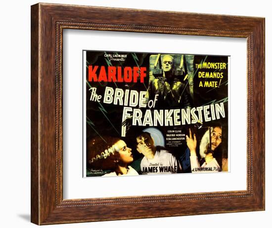 The Bride of Frankenstein, Boris Karloff, Elsa Lanchester, Colin Clive, Valerie Hobson, 1935-null-Framed Art Print