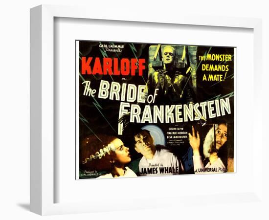 The Bride of Frankenstein, Boris Karloff, Elsa Lanchester, Colin Clive, Valerie Hobson, 1935-null-Framed Art Print