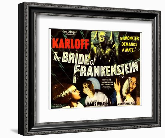 The Bride of Frankenstein, Boris Karloff, Elsa Lanchester, Colin Clive, Valerie Hobson, 1935-null-Framed Art Print