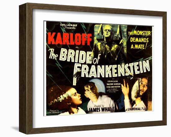 The Bride of Frankenstein, Boris Karloff, Elsa Lanchester, Colin Clive, Valerie Hobson, 1935-null-Framed Art Print