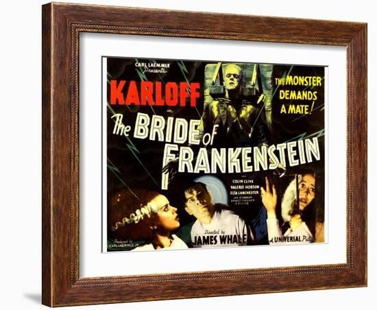 The Bride of Frankenstein, Boris Karloff, Elsa Lanchester, Colin Clive, Valerie Hobson, 1935-null-Framed Art Print