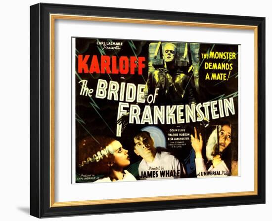 The Bride of Frankenstein, Boris Karloff, Elsa Lanchester, Colin Clive, Valerie Hobson, 1935-null-Framed Art Print