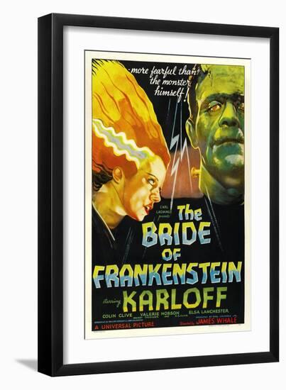 THE BRIDE OF FRANKENSTEIN, from left: Elsa Lanchester, Boris Karloff, 1935-null-Framed Art Print