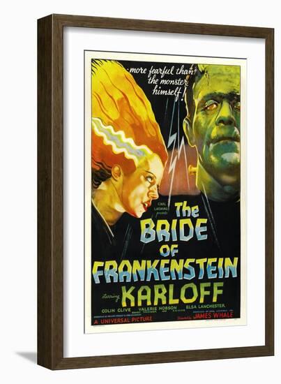 THE BRIDE OF FRANKENSTEIN, from left: Elsa Lanchester, Boris Karloff, 1935-null-Framed Premium Giclee Print