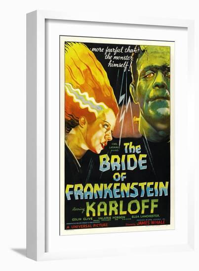 THE BRIDE OF FRANKENSTEIN, from left: Elsa Lanchester, Boris Karloff, 1935-null-Framed Premium Giclee Print